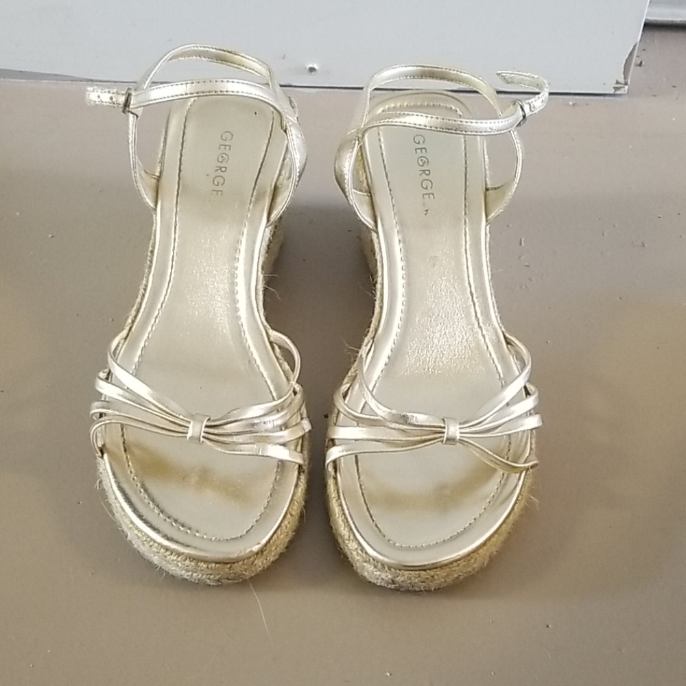 Gold strappy espadrilles